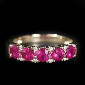 14K Yellow Gold 1.26 CTW Ruby and Diamond Band