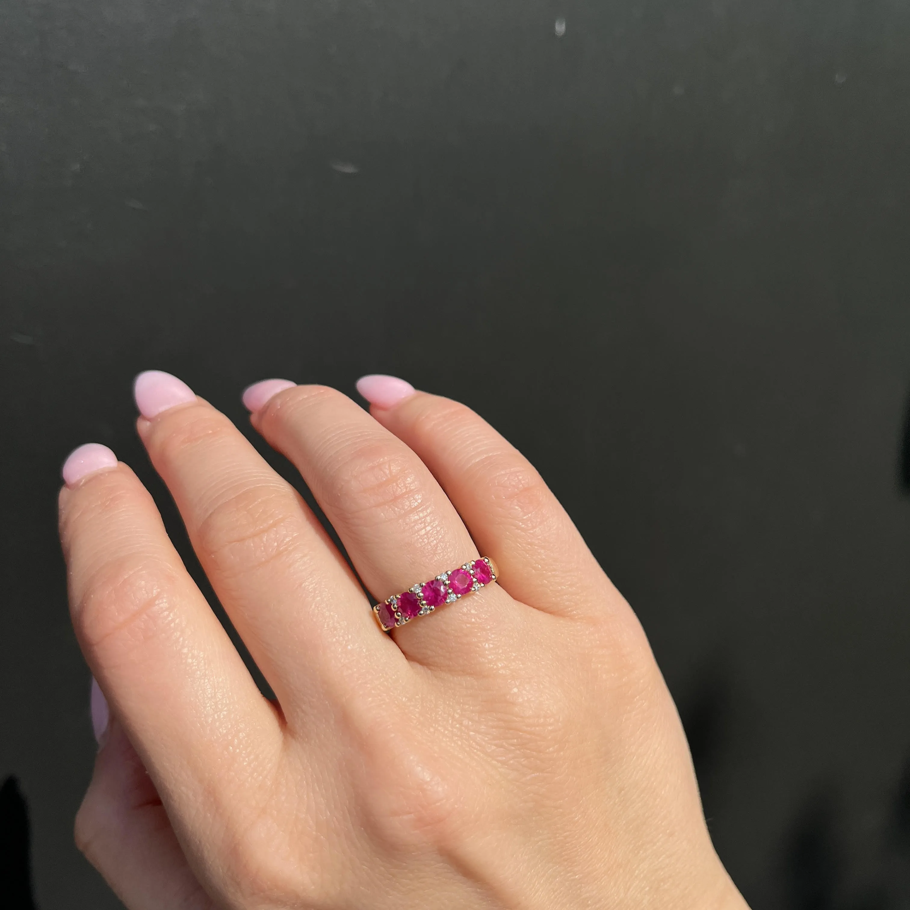 14K Yellow Gold 1.26 CTW Ruby and Diamond Band