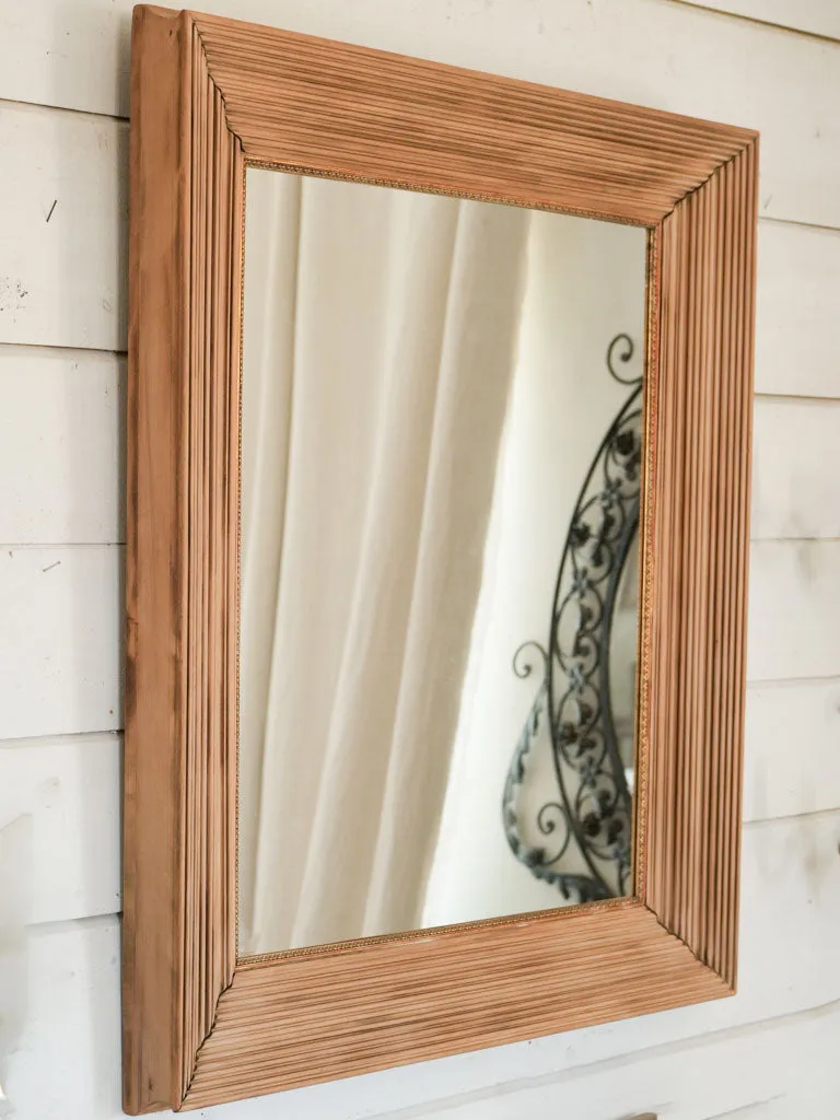 1940s Vintage Mahogany Mirror w/ Reeded Wooden Frame 39¾" x 33½"