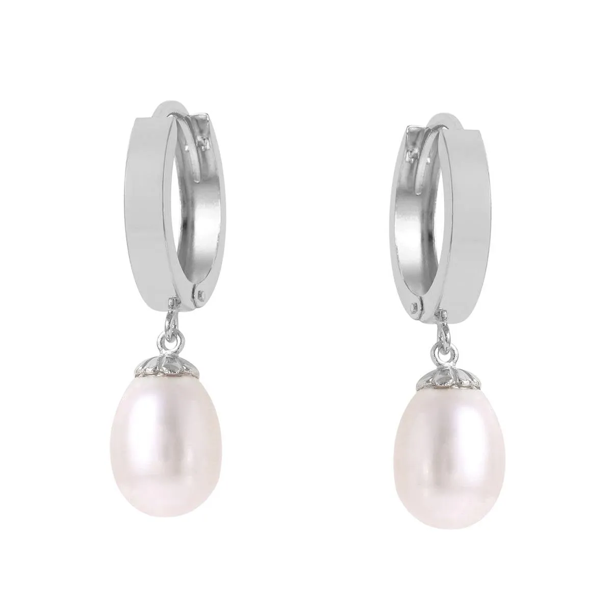8 Carat 14K Solid White Gold Release The Wish Pearl Earrings