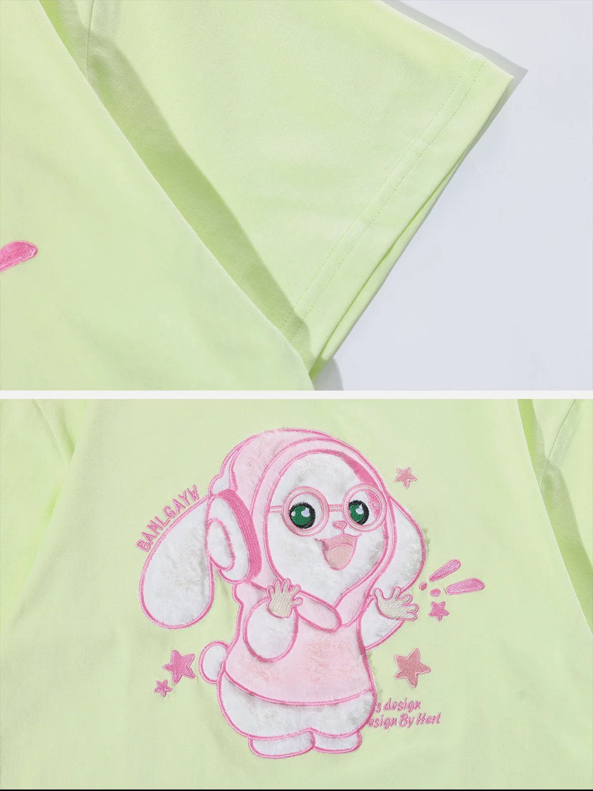AlanBalen® - Cartoon Rabbit Embroidery Tee