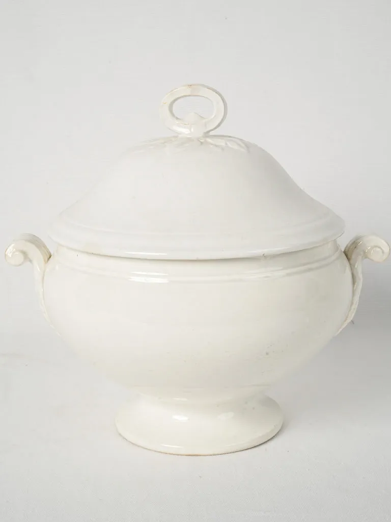 Antique French White Lidded Tureen - Sarreguemines 11¾"