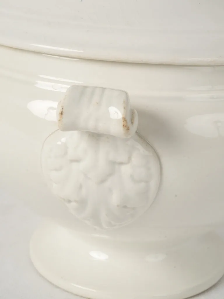 Antique French White Lidded Tureen - Sarreguemines 11¾"