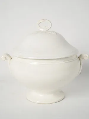 Antique French White Lidded Tureen - Sarreguemines 11¾"