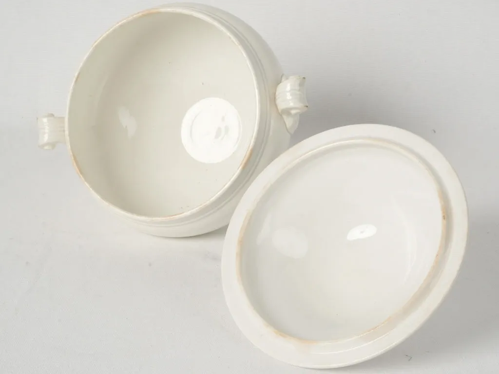 Antique French White Lidded Tureen - Sarreguemines 11¾"