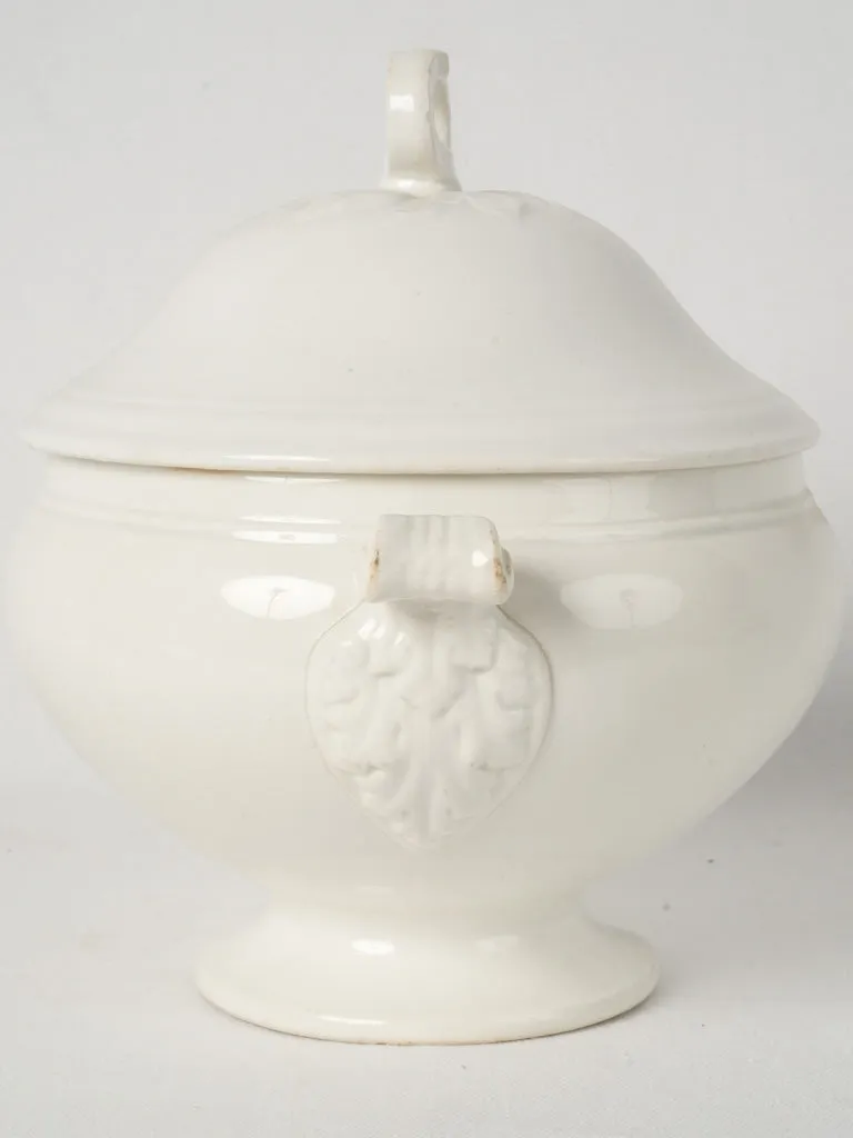 Antique French White Lidded Tureen - Sarreguemines 11¾"