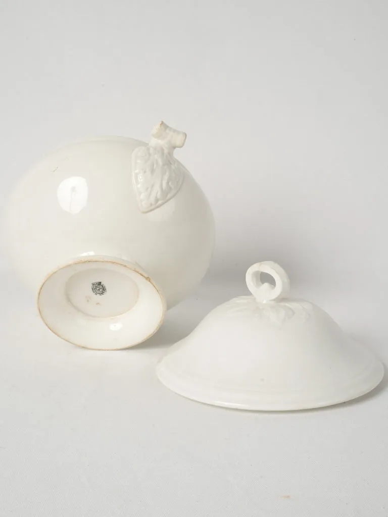 Antique French White Lidded Tureen - Sarreguemines 11¾"