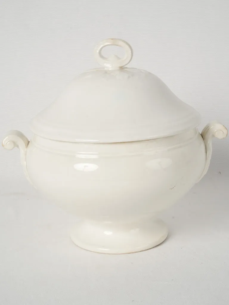 Antique French White Lidded Tureen - Sarreguemines 11¾"