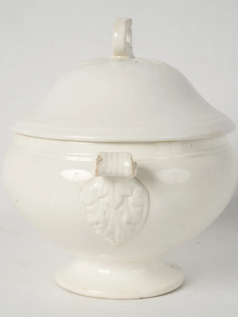 Antique French White Lidded Tureen - Sarreguemines 11¾"