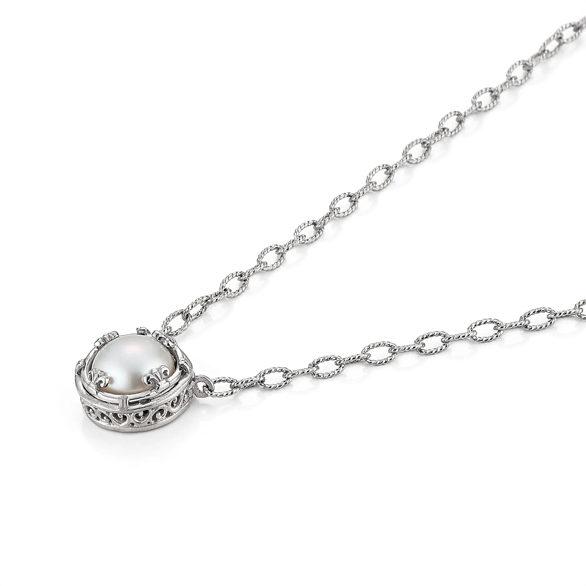 AT 810A-P PEARL FILIGREE NECKLACE