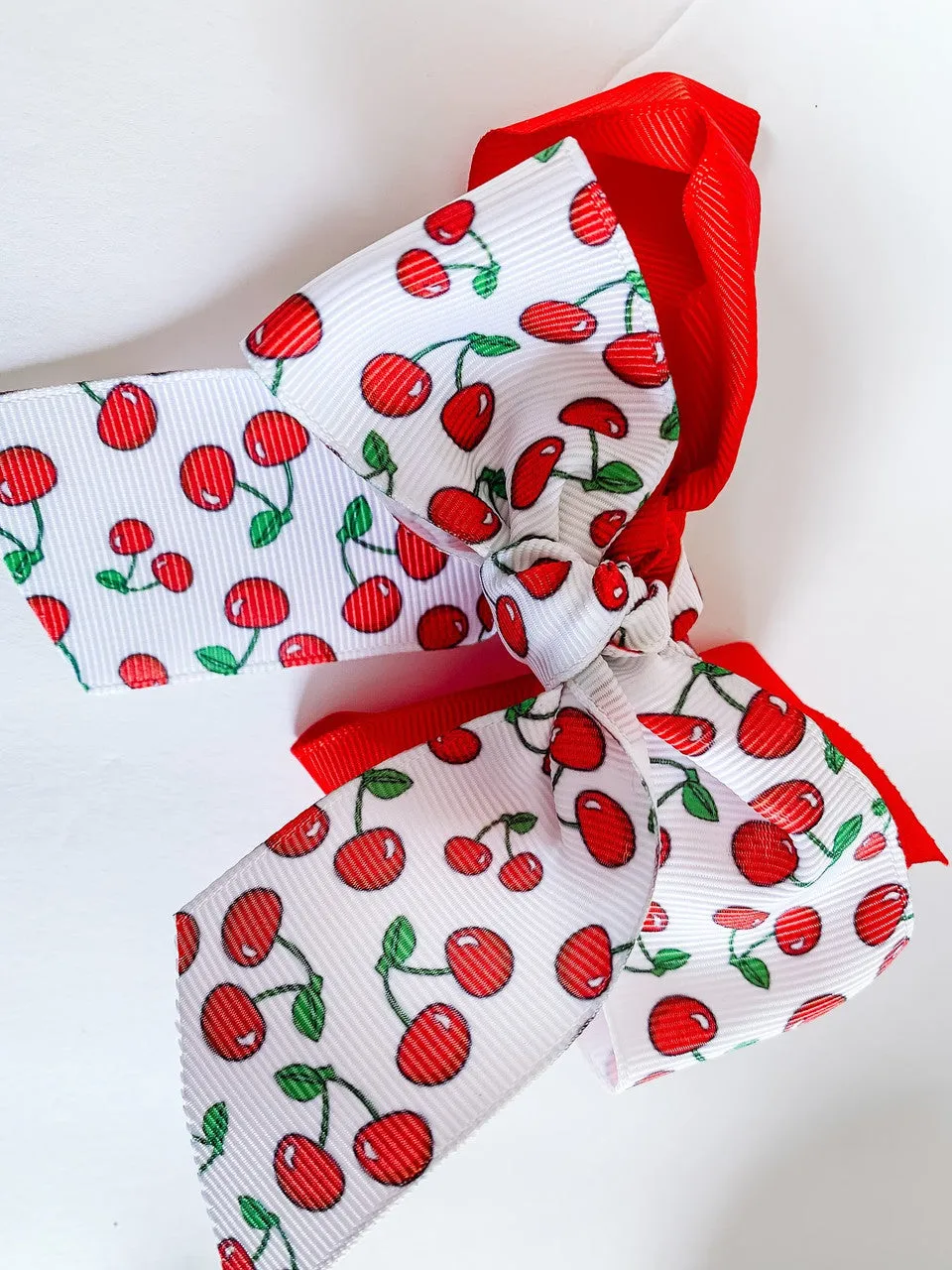Cherries Ribbon on 1.5" White grosgrain, 10 Yard