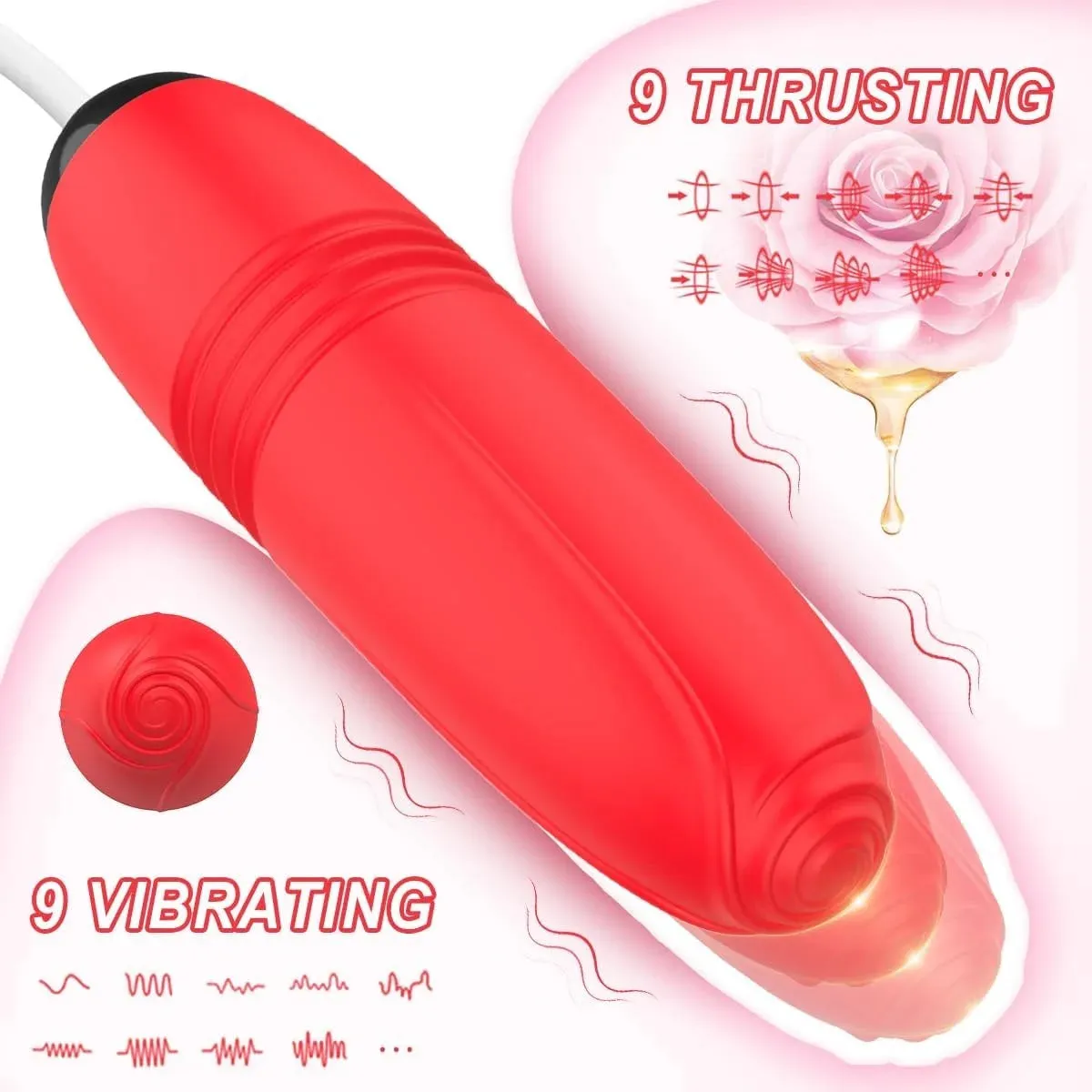 Clit Licking Stimluator Thrusting Anal Dildo Vibrator 2-in-1 Sex Toys for Women