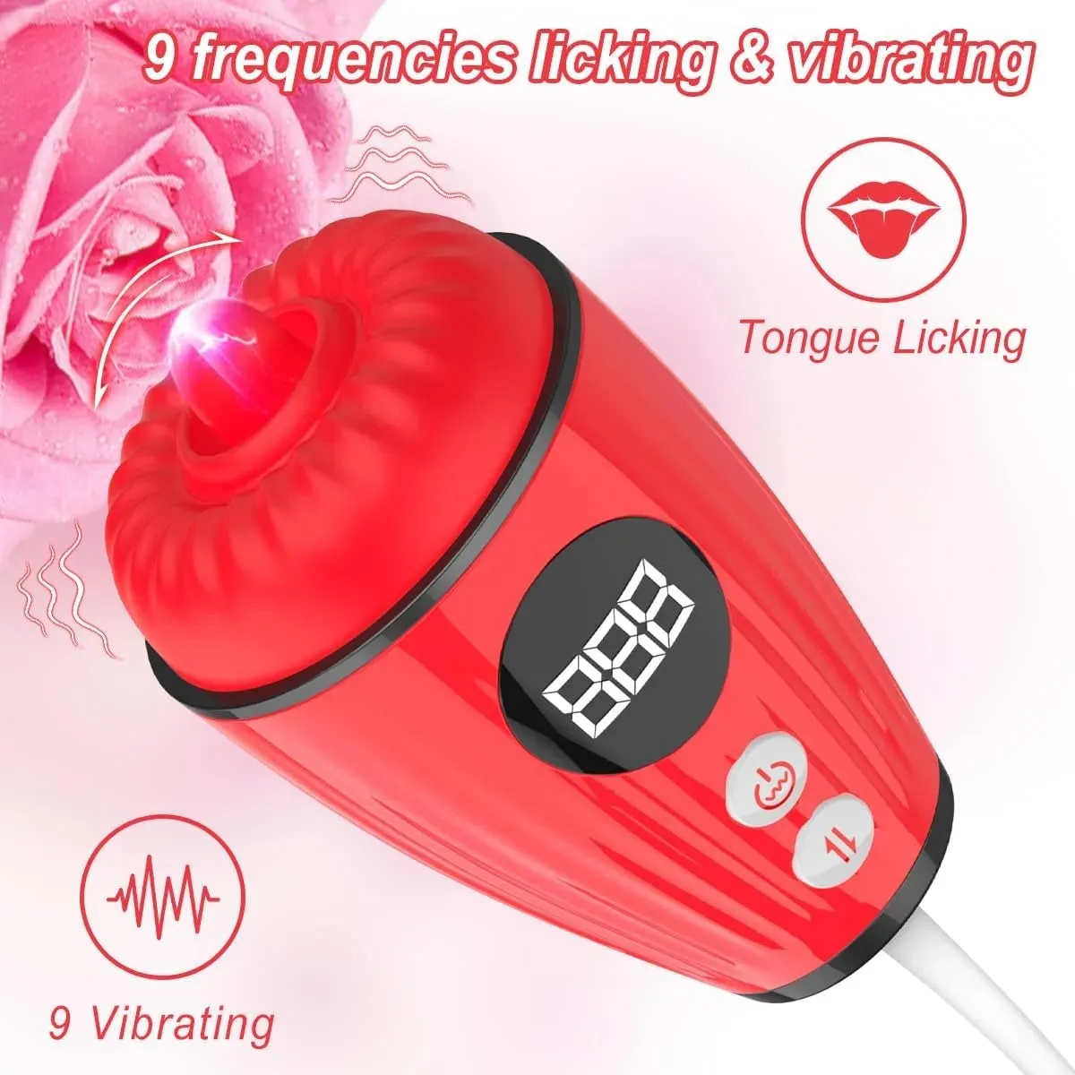 Clit Licking Stimluator Thrusting Anal Dildo Vibrator 2-in-1 Sex Toys for Women