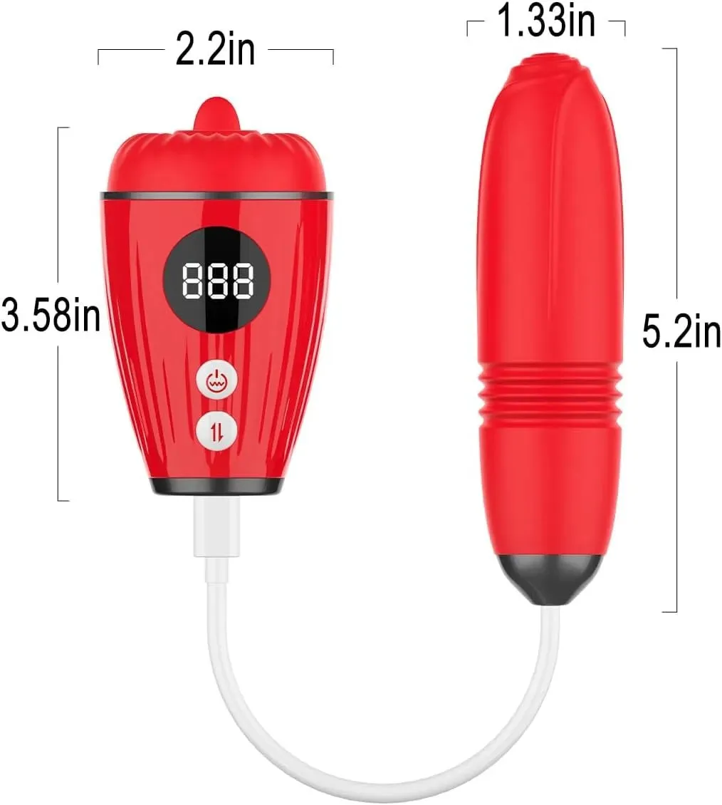 Clit Licking Stimluator Thrusting Anal Dildo Vibrator 2-in-1 Sex Toys for Women