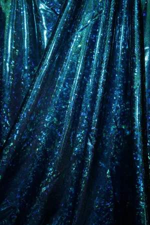 Dark Turquoise Hologram Spandex Fabric Sample