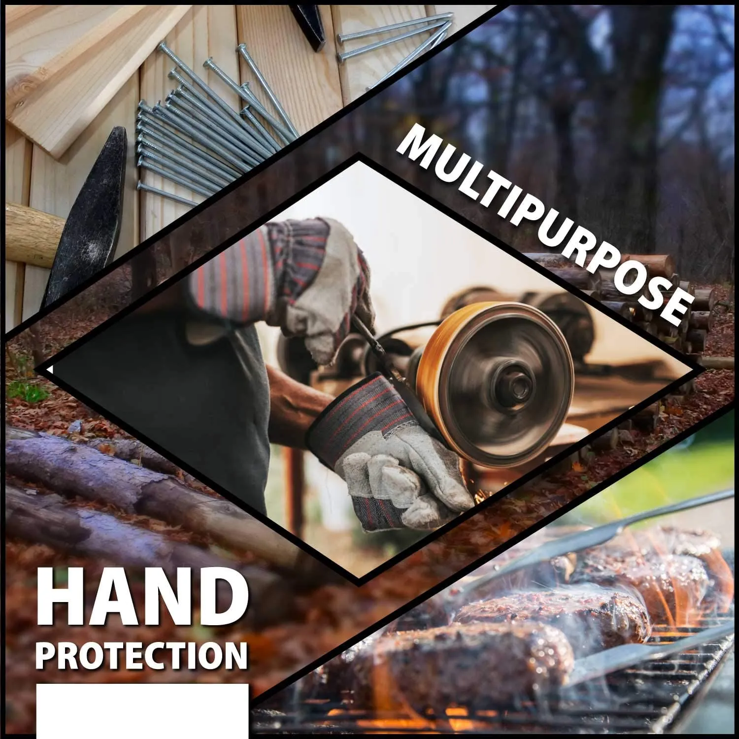 Economy Work Leather Safety Gloves, Heavy Duty Rugged Design (Pack of 6)