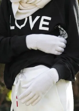 EGGSHELL Italian Cashmere RIB CUFF CLASSIC GLOVES