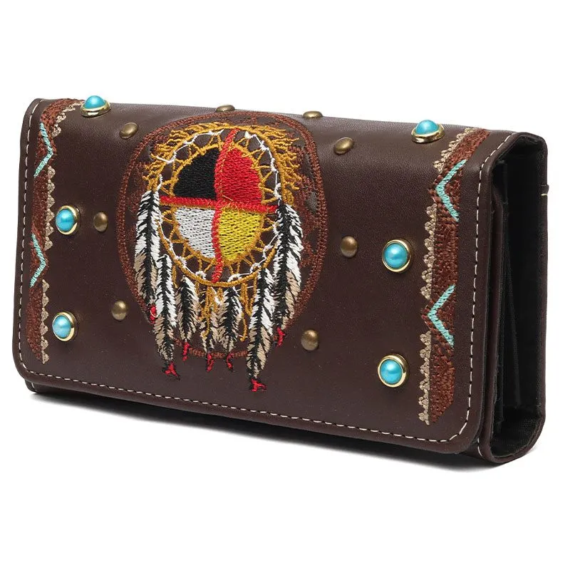 Embroidered Clutch Purse - Medicine Wheel Design