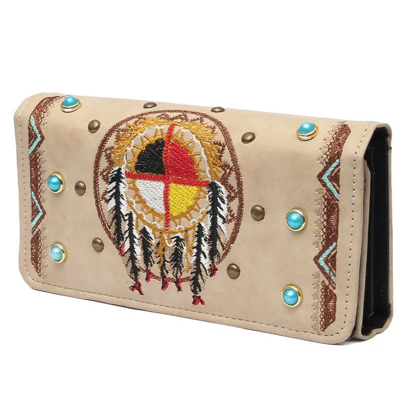 Embroidered Clutch Purse - Medicine Wheel Design