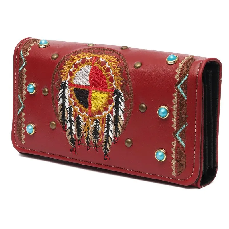Embroidered Clutch Purse - Medicine Wheel Design