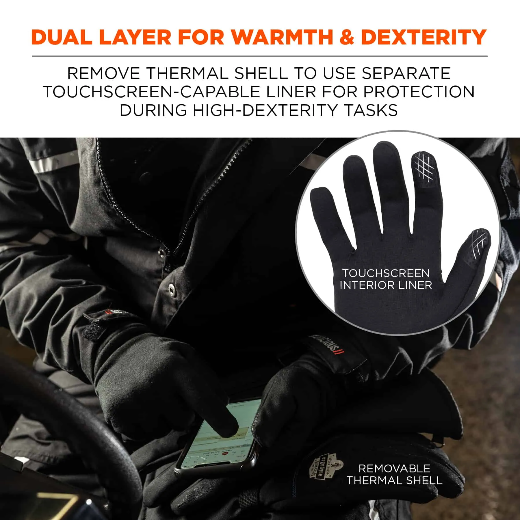 Ergodyne ProFlex 825WP Thermal Waterproof Winter Work Gloves - Black