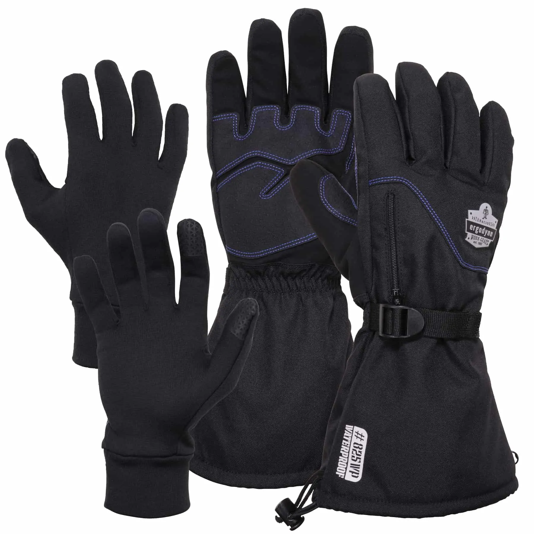 Ergodyne ProFlex 825WP Thermal Waterproof Winter Work Gloves - Black