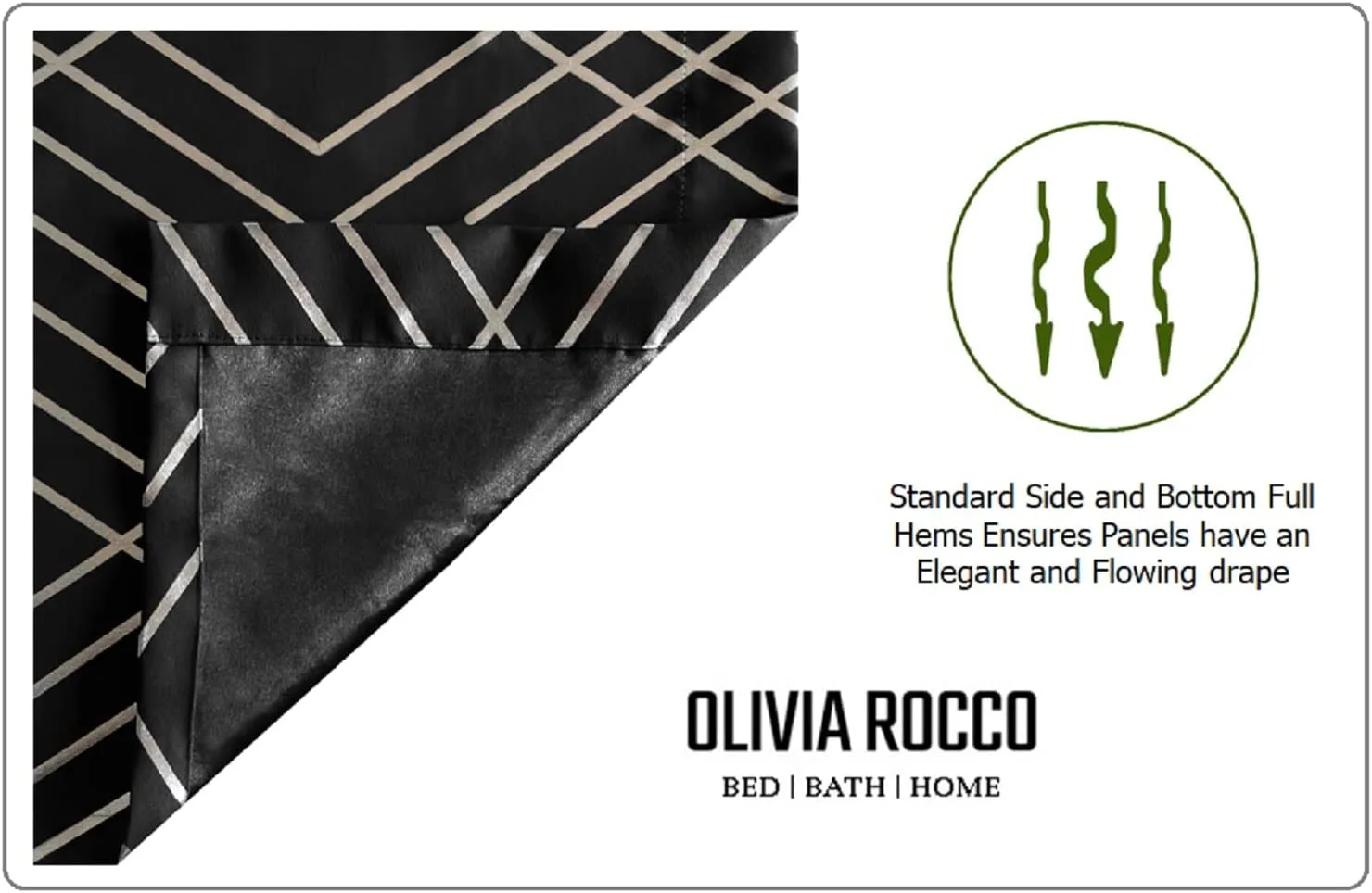 Geometric Blackout Thermal Insulated Curtains with Metallic Foil Print Light Blocking for Living Room and Bedroom by OLIVIA ROCCO