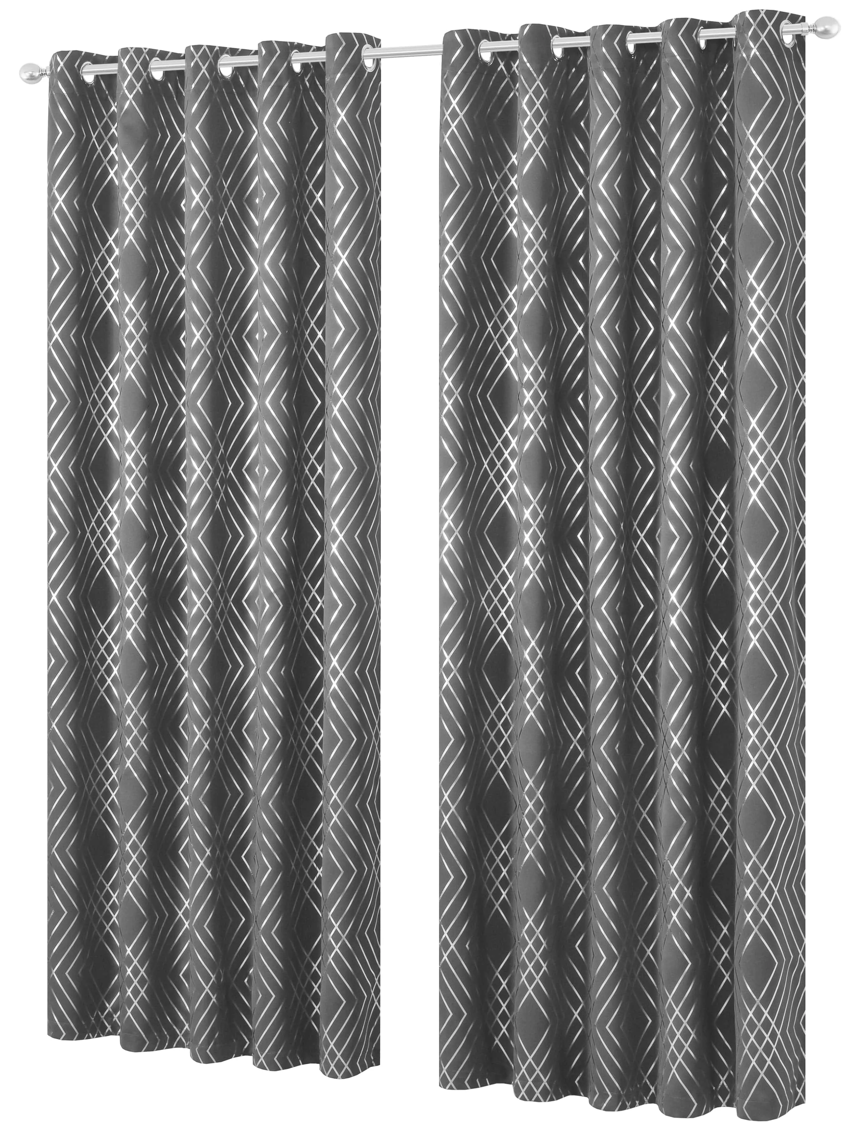 Geometric Blackout Thermal Insulated Curtains with Metallic Foil Print Light Blocking for Living Room and Bedroom by OLIVIA ROCCO