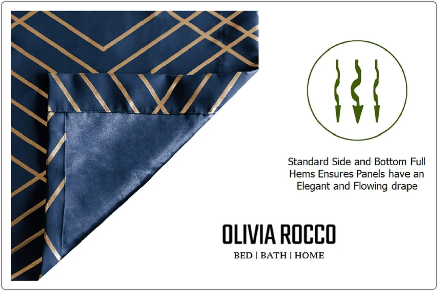 Geometric Blackout Thermal Insulated Curtains with Metallic Foil Print Light Blocking for Living Room and Bedroom by OLIVIA ROCCO
