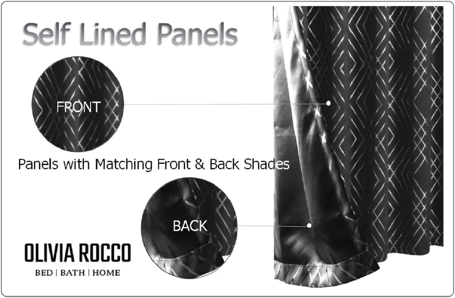 Geometric Blackout Thermal Insulated Curtains with Metallic Foil Print Light Blocking for Living Room and Bedroom by OLIVIA ROCCO