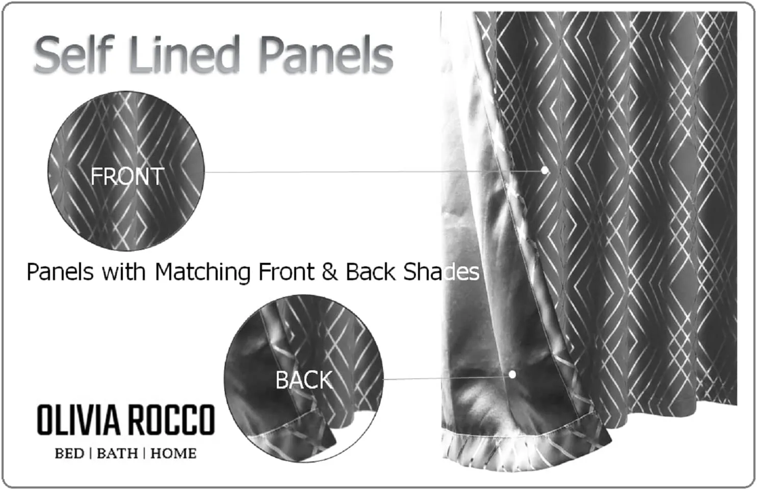 Geometric Blackout Thermal Insulated Curtains with Metallic Foil Print Light Blocking for Living Room and Bedroom by OLIVIA ROCCO