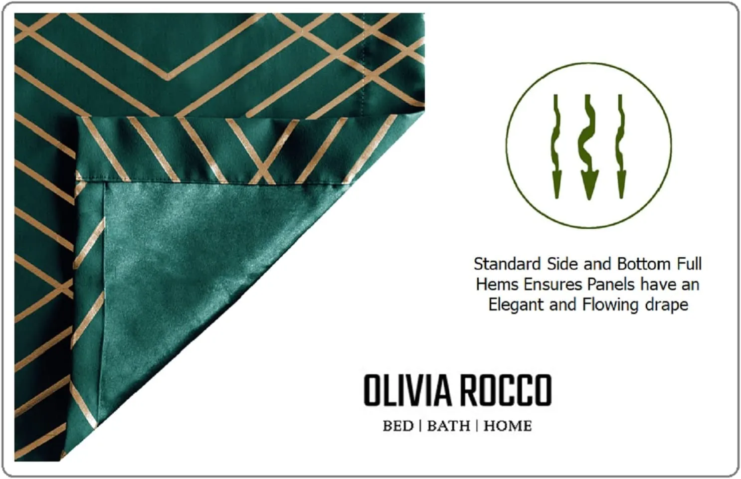 Geometric Blackout Thermal Insulated Curtains with Metallic Foil Print Light Blocking for Living Room and Bedroom by OLIVIA ROCCO