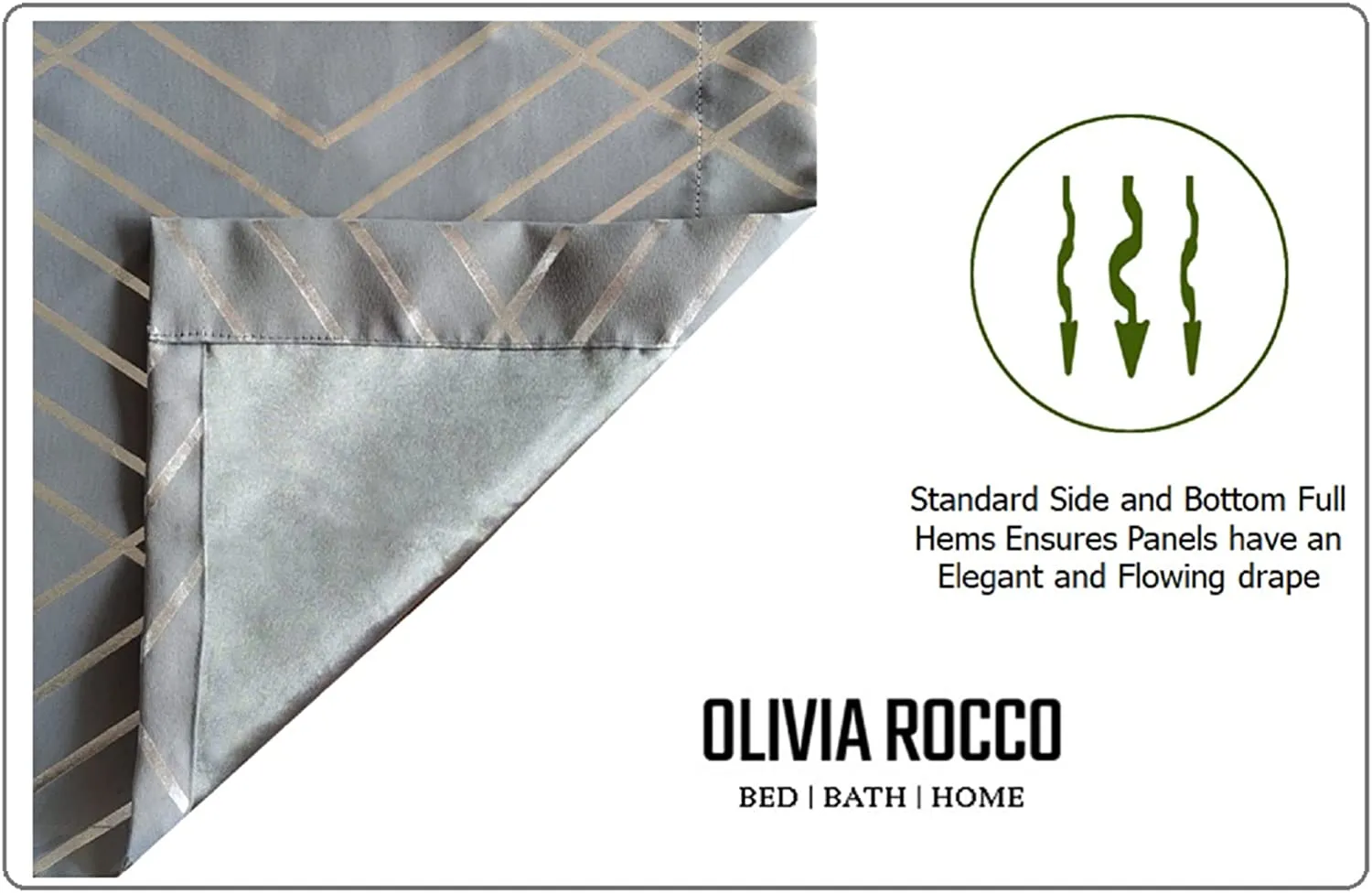 Geometric Blackout Thermal Insulated Curtains with Metallic Foil Print Light Blocking for Living Room and Bedroom by OLIVIA ROCCO