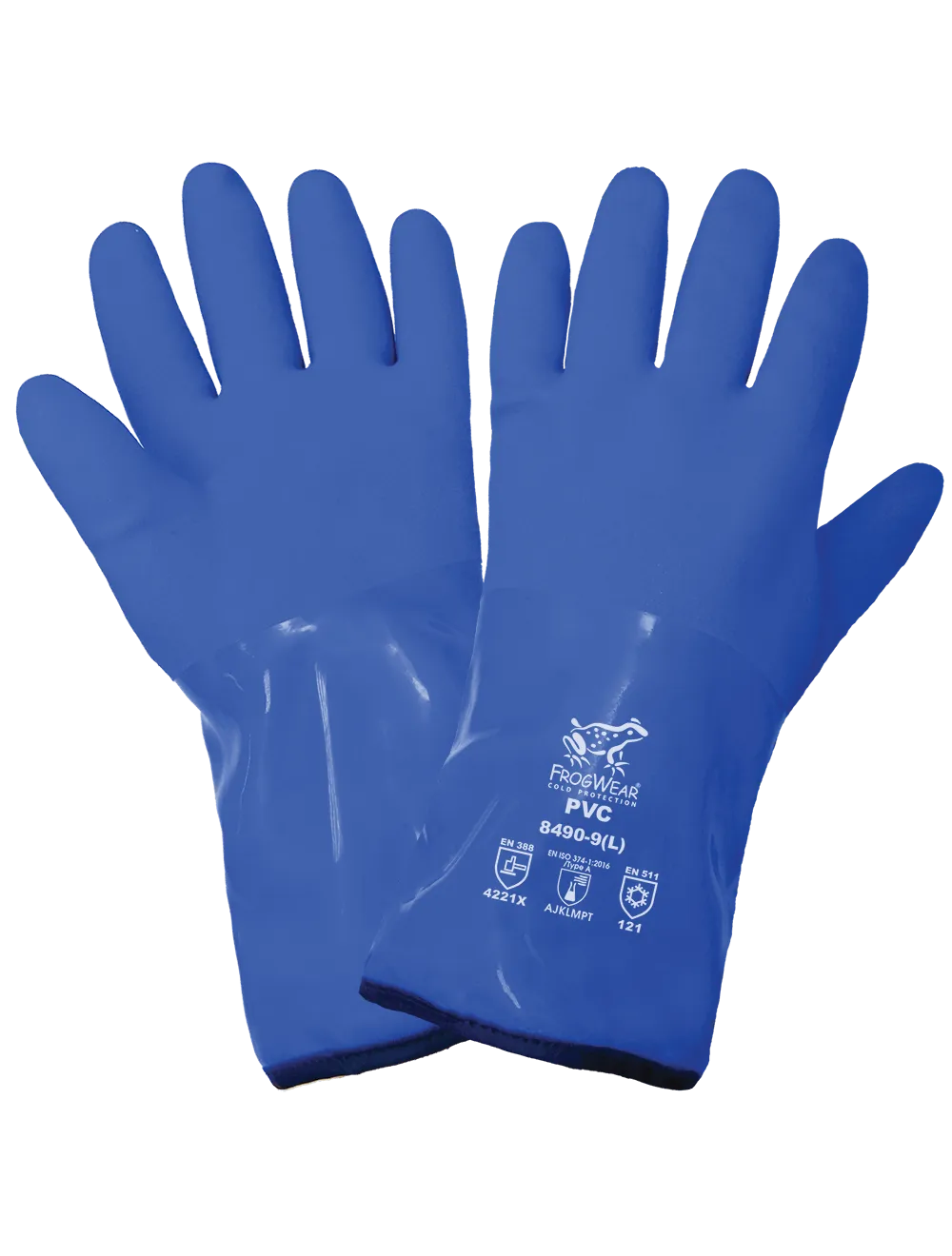 Global Glove FrogWear Cold Protection PVC Chemical Handling Gloves - Blue