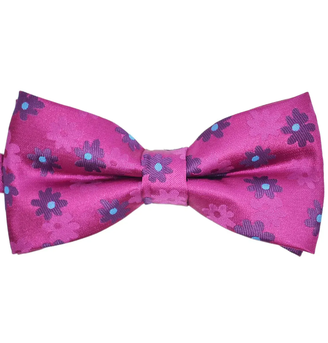 Hot Pink Floral Patterned Bow Tie