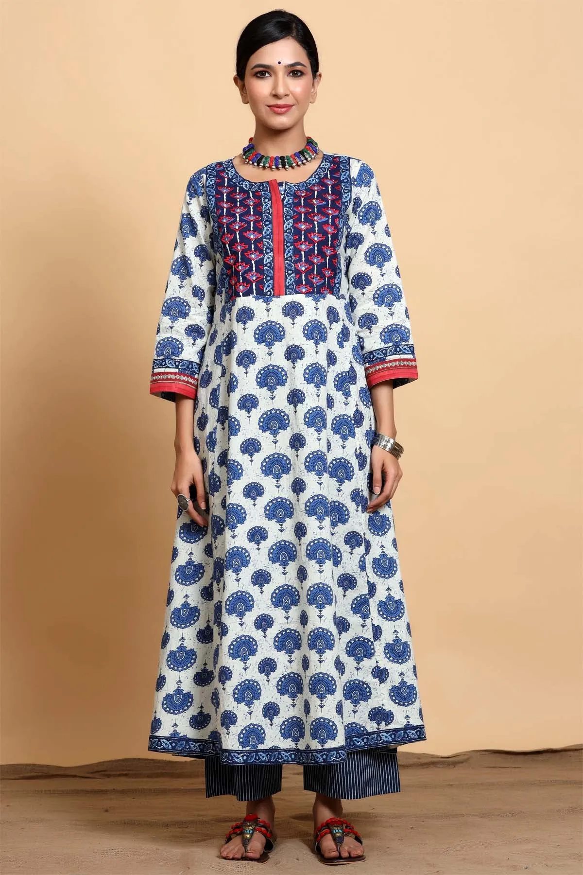 Kalidaar kurta in indigo blue