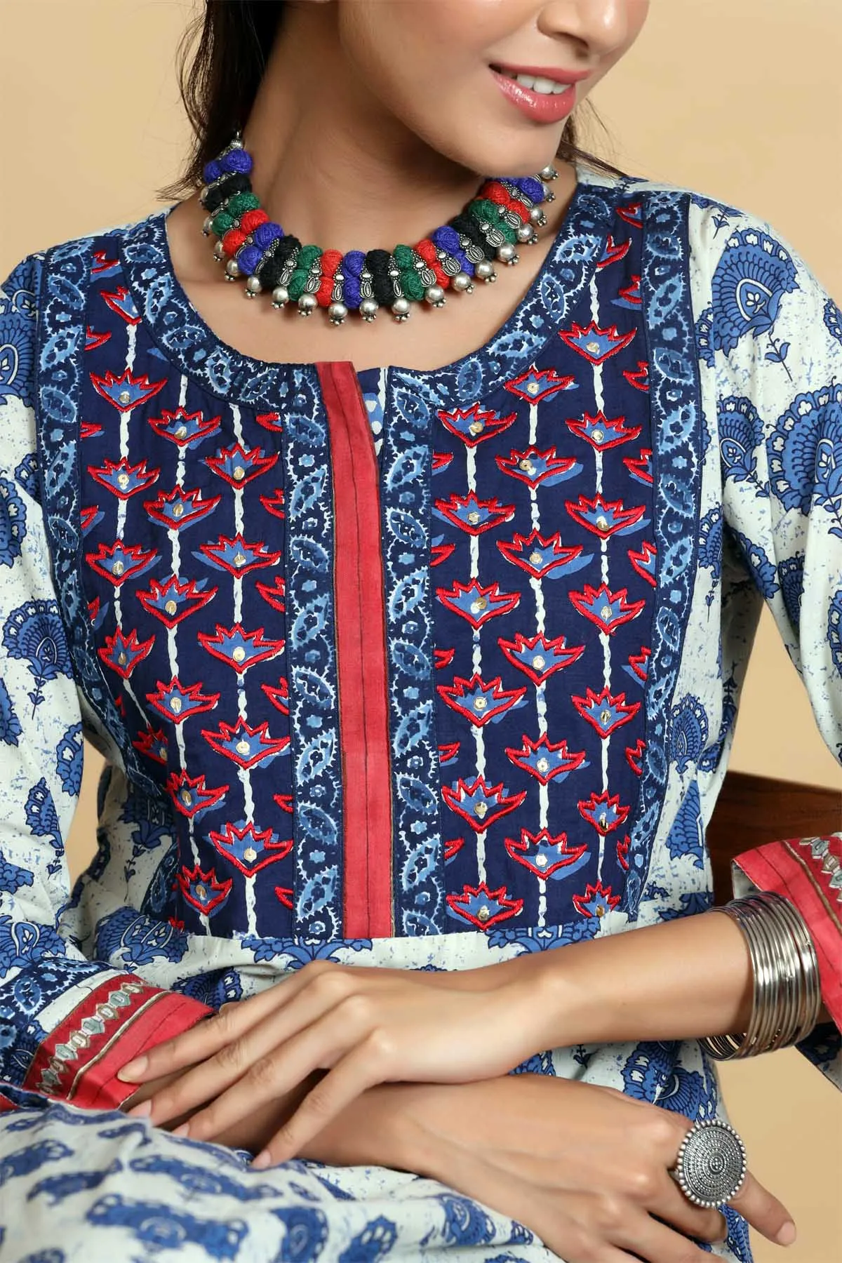 Kalidaar kurta in indigo blue