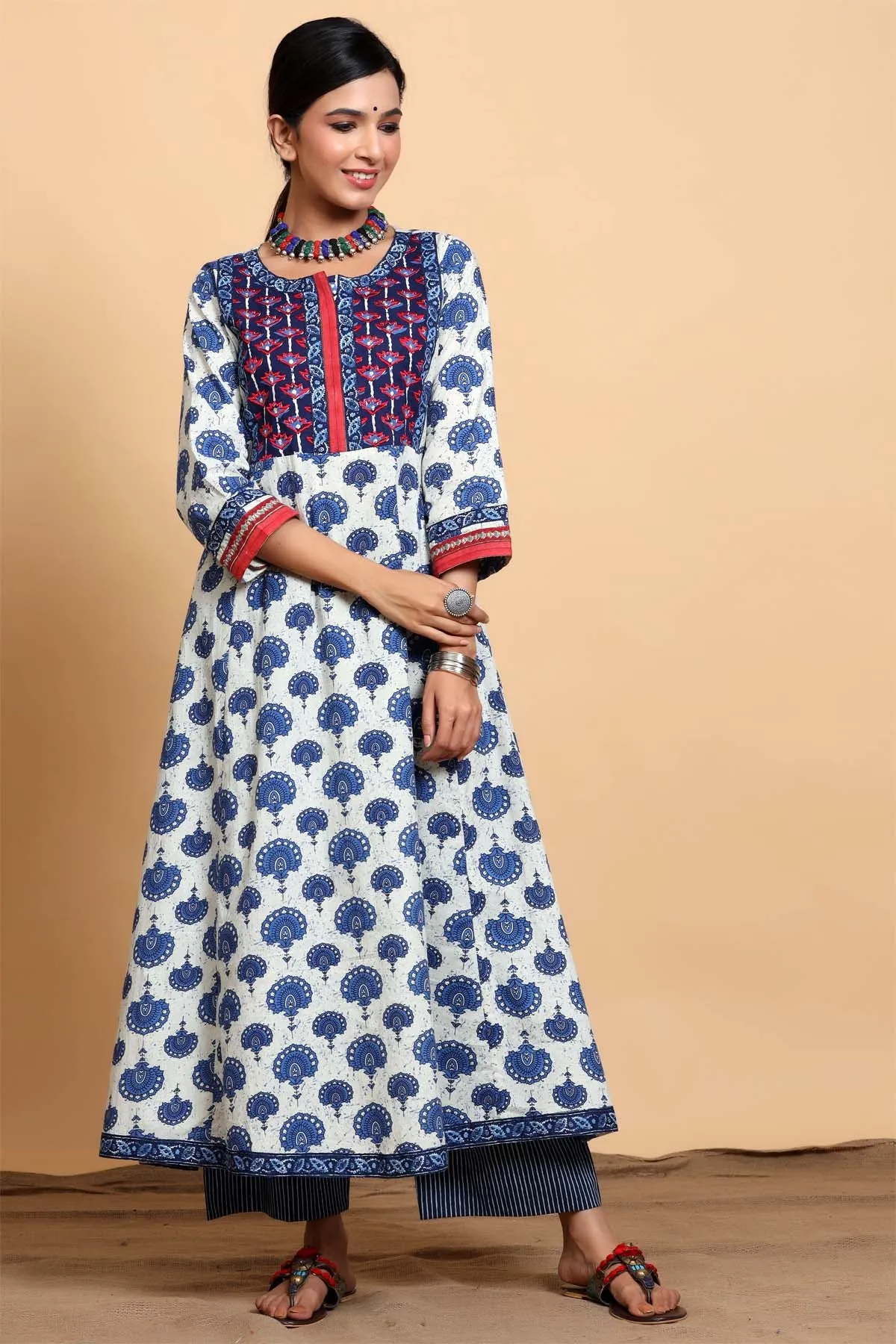 Kalidaar kurta in indigo blue