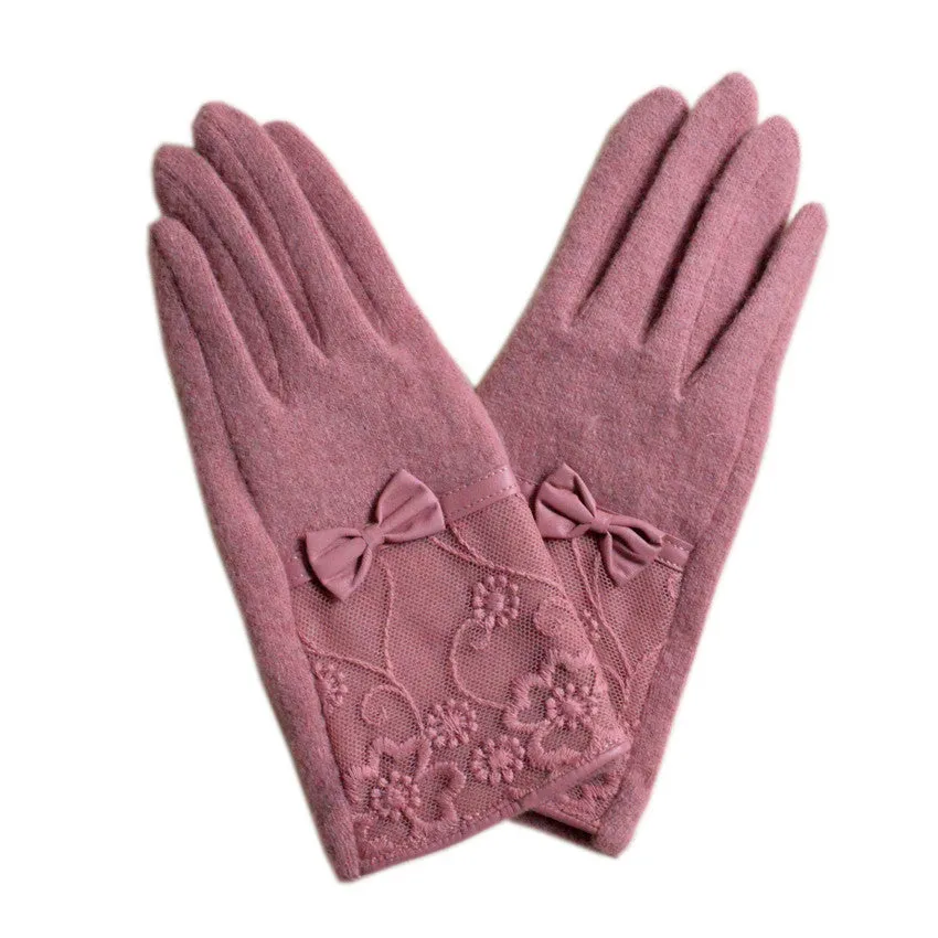 Lace Embroidered Bow-knot Wrist Gloves