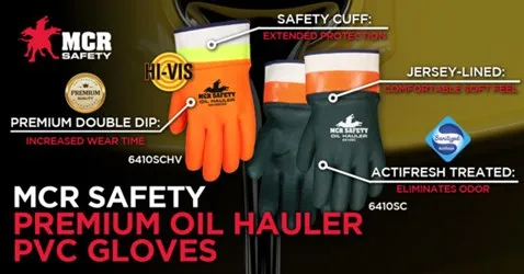 MCR Safety Double Dipped PVC Work Gloves - Orange