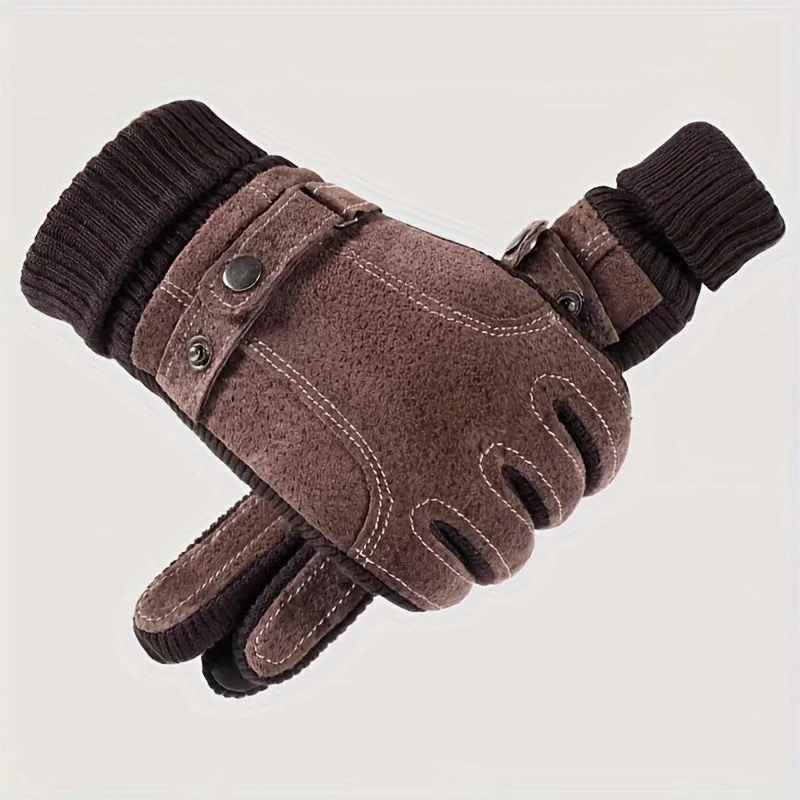 Mens Winter Leather Gloves Perfect Gift for Outdoor Activities