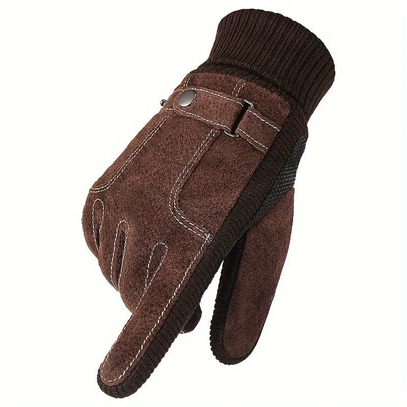Mens Winter Leather Gloves Perfect Gift for Outdoor Activities