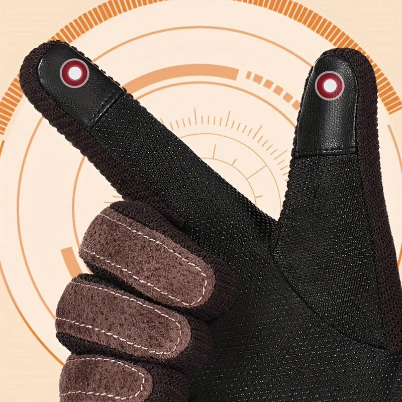 Mens Winter Leather Gloves Perfect Gift for Outdoor Activities