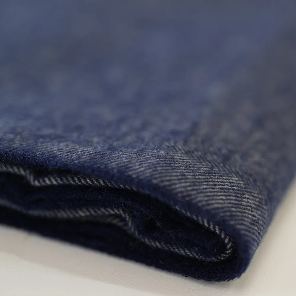 Merino Herringbone Throw (Navy/Mustard Stripe)