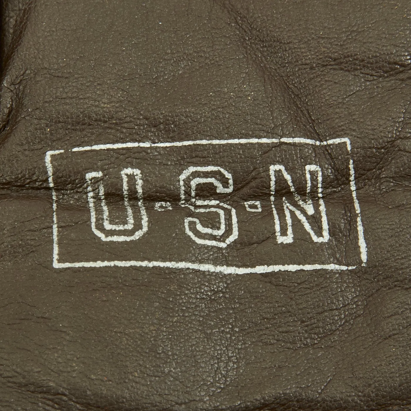 Original WWII U.S. Navy Air Crew Leather Flying Mitten Gloves - Marked U-S-N