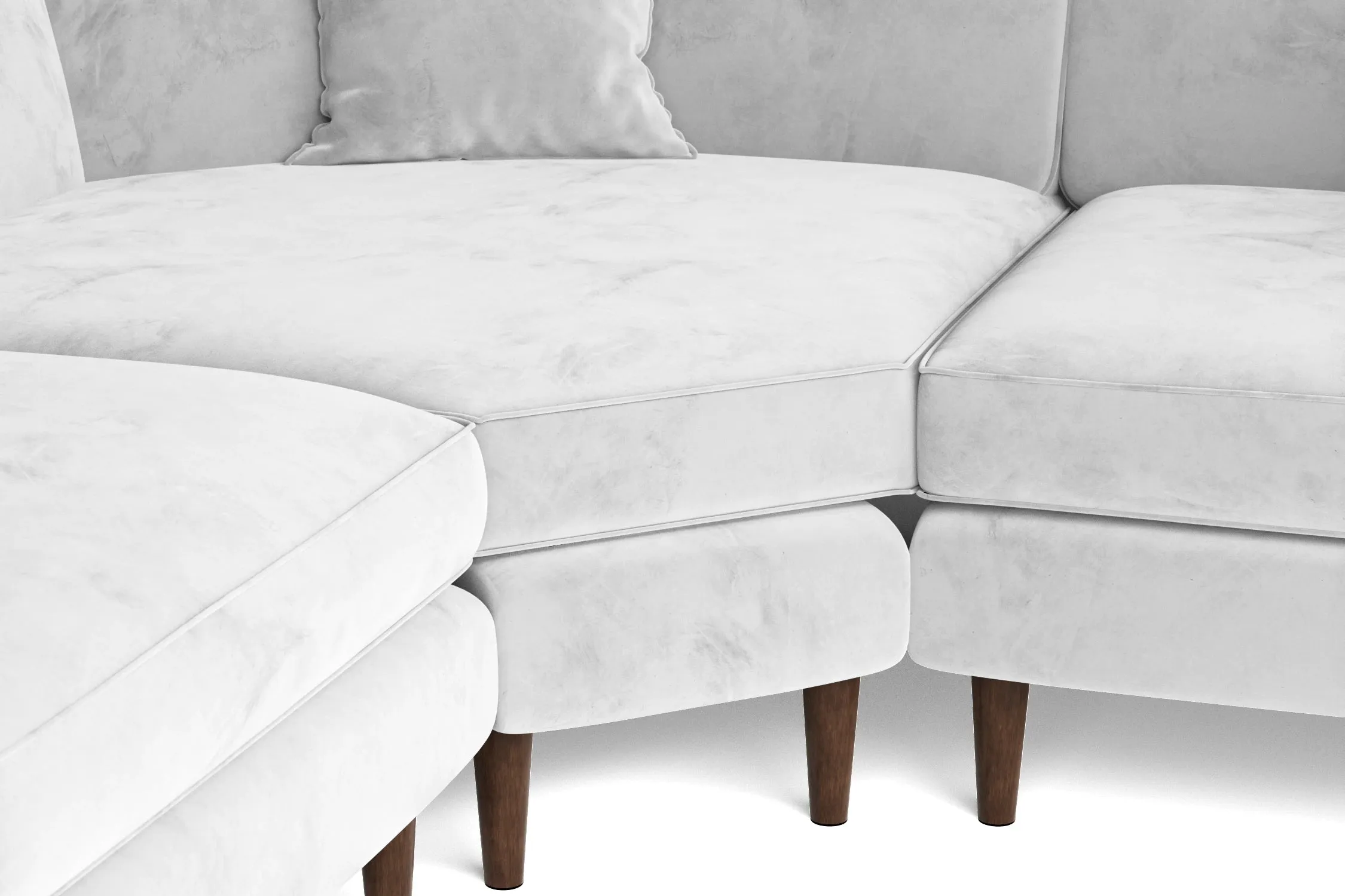Ragusa 3 Seater Corner Sofa White Velvet