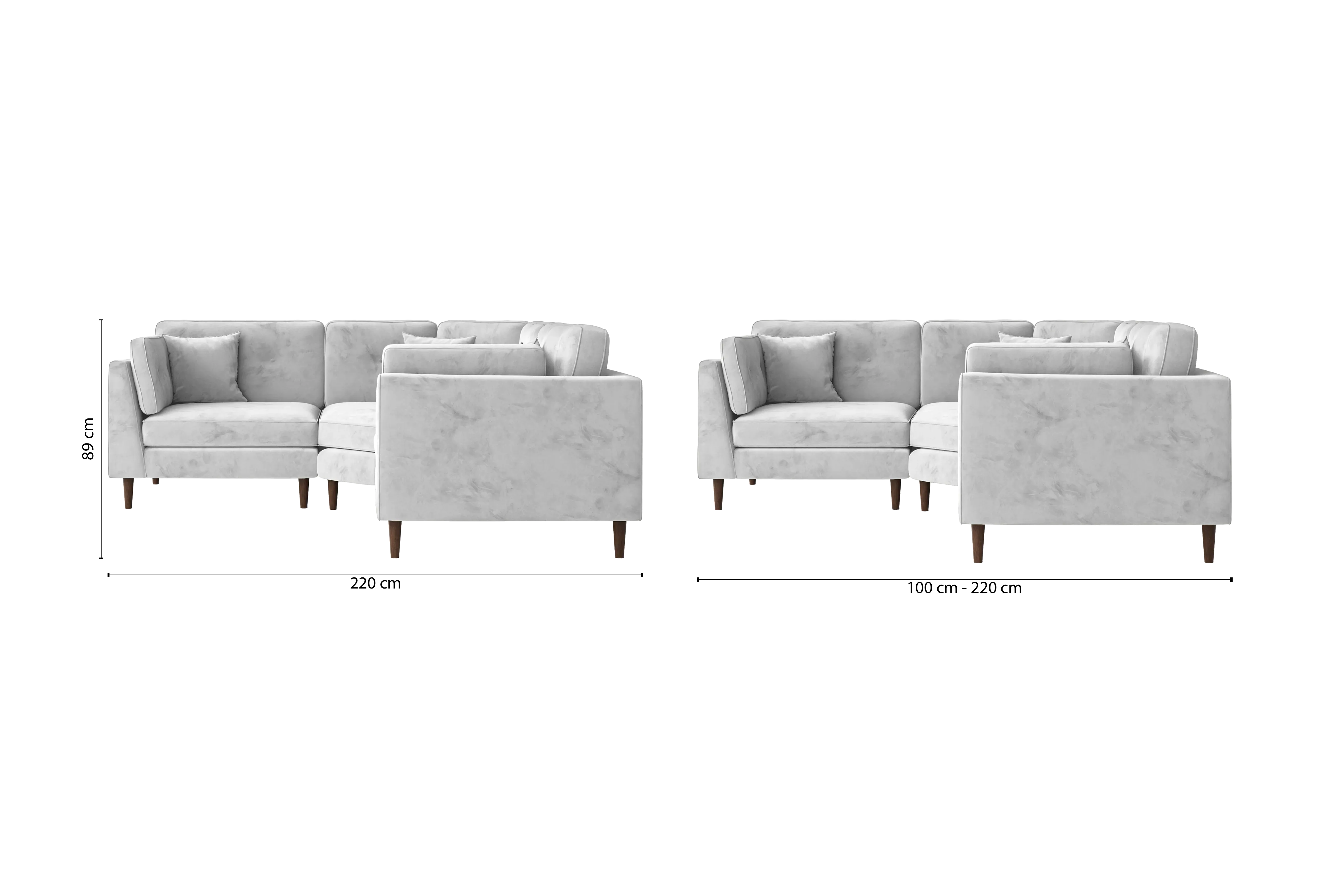 Ragusa 3 Seater Corner Sofa White Velvet