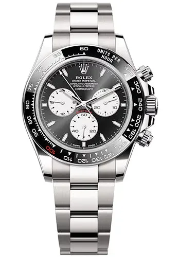 Rolex 40mm White Gold Cosmograph Daytona Watch with Black Index Dial - Model 126529LN (2023 Edition)