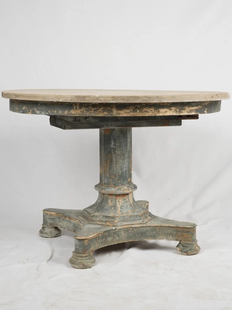 Round antique French center table w/ marble top