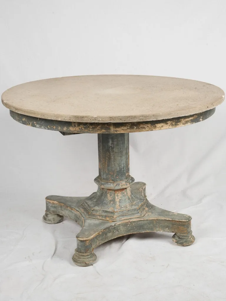 Round antique French center table w/ marble top